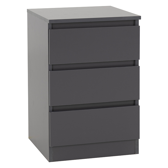 Malvern 3 Drawer Bedside In Black, Grey, White, Or Sonoma Oak